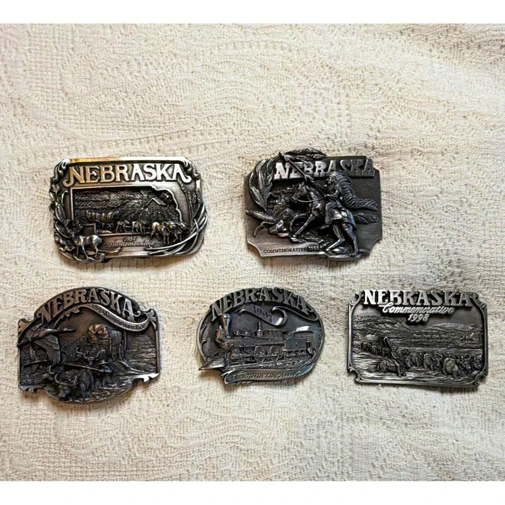 5 Nebraska Commemorative Belt Buckle 1984 1988 1994 1997 1998 Matching #420/1000